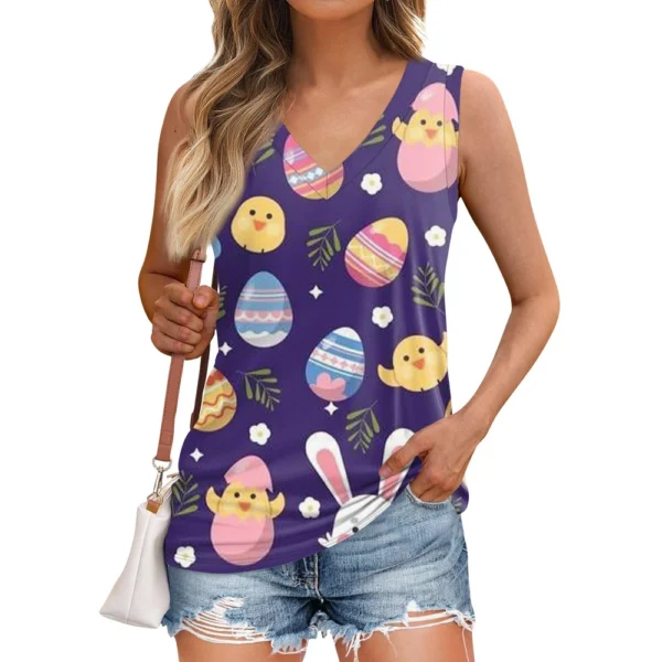 Women's Sleeveless Easter Print Vest Blouse - Image 3