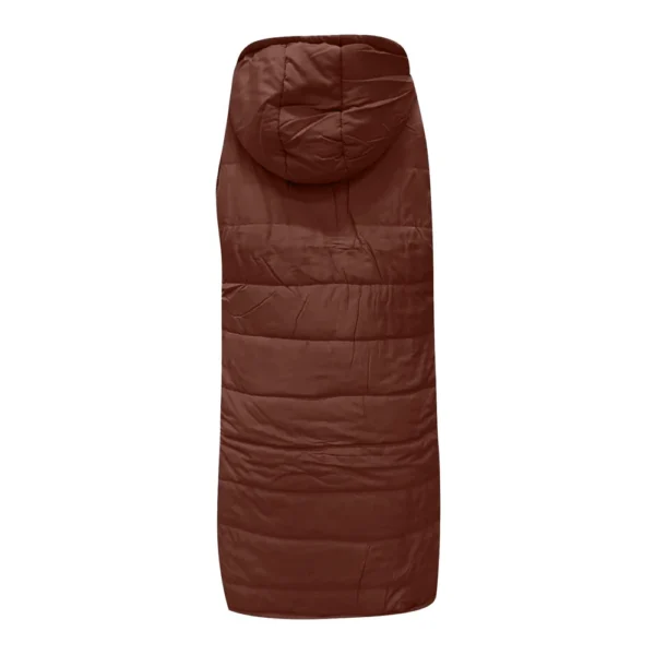 Women's Fashion Solid Color Hooded Single-Breasted Mid-Length Cotton Vest Slim - Image 10