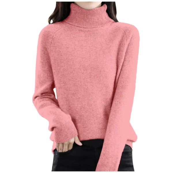 Women's Fashion Wool Long-Sleeved Sweater With Shoulder Insert Solid Color - Image 2
