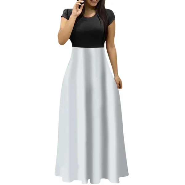 Women's Fashion Casual Loose Printed Round Neck Short Sleeve Long Dresses - Image 17