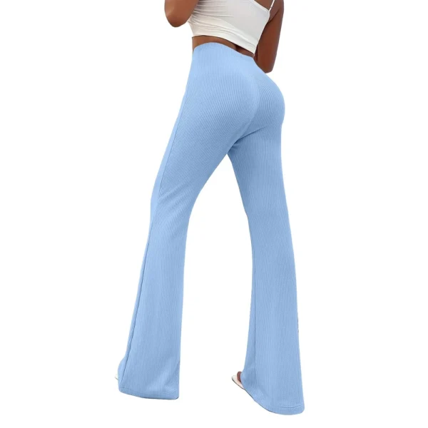 Womens Fashion Stripe Loose Solid Sweatpants Casual Trousers Bell Bottom Yoga - Image 29