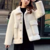 Women's Fall And Winter  Casual Solid Colour Standing Collar Button Hundred - Image 11