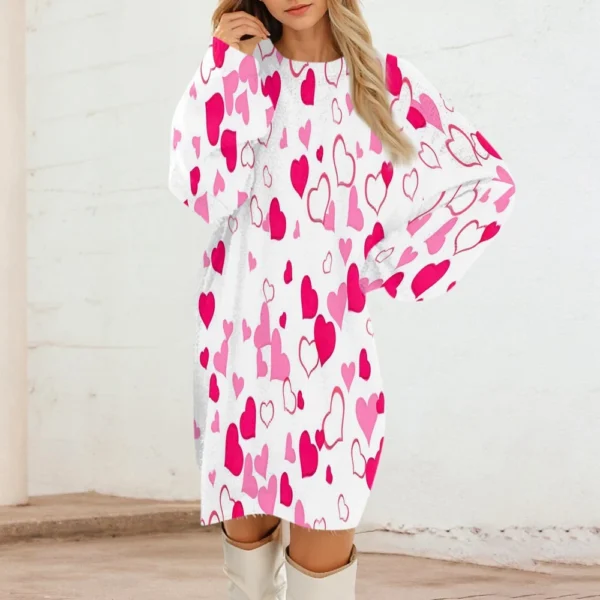 Women's Round Neck Casual Long Sleeve Valentine's Day Plush Gradient Plaid - Image 19