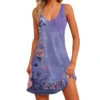 Women's Floral Print Dress, Vest, Skirt With Pockets, Beach Skirt, V-Neck Vest - Image 3