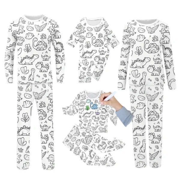 DIY Hand-painted Colorable - Family Clothing - Graffiti Printed Family Suit - Image 7