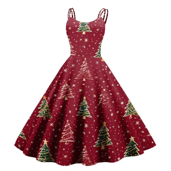 Women's Punk Christmas Strapless Gothic Cocktail Printed Fashion Dress Sexy - Image 17