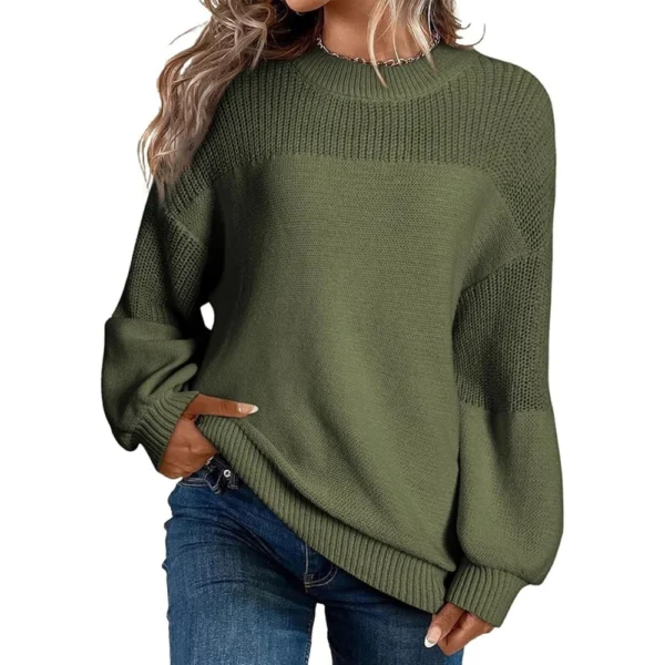 Women's Long Sleeve Winter Season Sweater Sweater Knitted Pullover Round Neck - Image 13