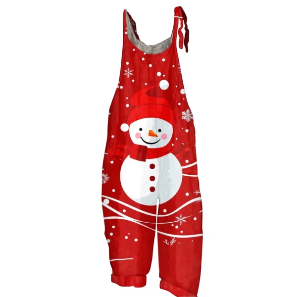 Women's Shoulder Strap Vintage Casual Print Christmas Jumpsuit Loose - Image 26