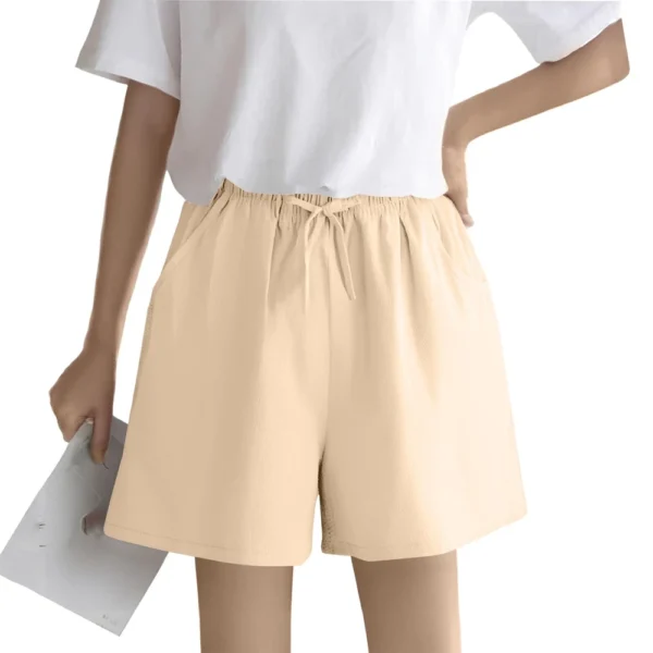 Women's Solid Color Linen Cotton Hemp Casual Sports Casual Shorts Pants - Image 8