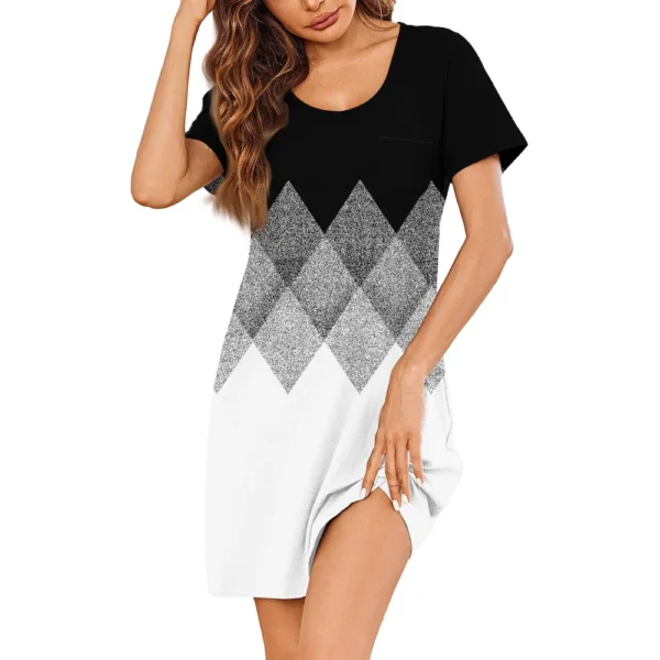 Womens Summer Dresses Short Sleeve Linen Casual T-Shirt Dresses Swing Beach - Image 10