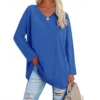 Women's shirt loose collar solid color women's top - Image 3