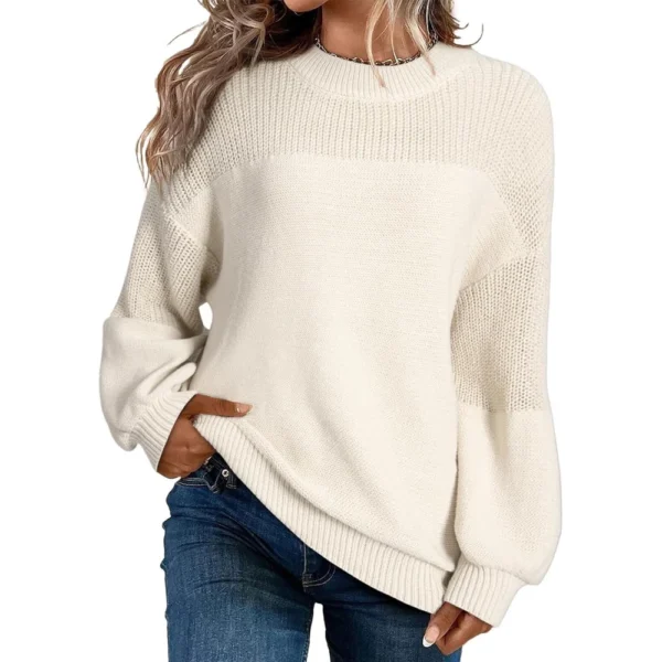 Women's Long Sleeve Winter Season Sweater Sweater Knitted Pullover Round Neck - Image 34