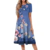 Women's Loose Casual And Fashionable Round Neck Short Sleeved Printed Mid - Image 5