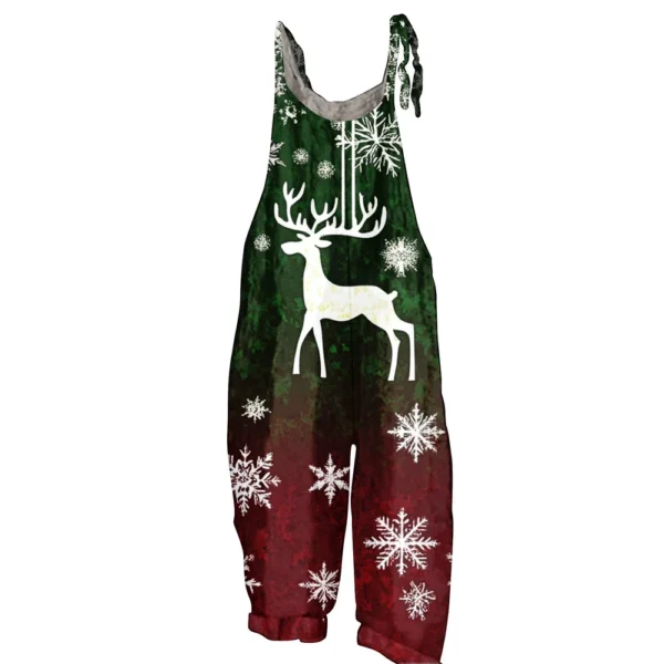 Women's Shoulder Strap Vintage Casual Print Christmas Jumpsuit Loose - Image 14