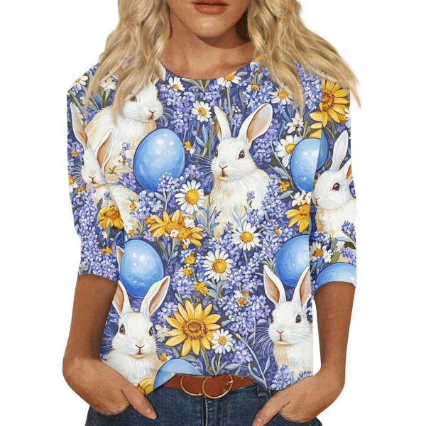 Women's Loose Printed Casual Round Neck Short Sleeved Daily Fashion T-Shirt - Image 29