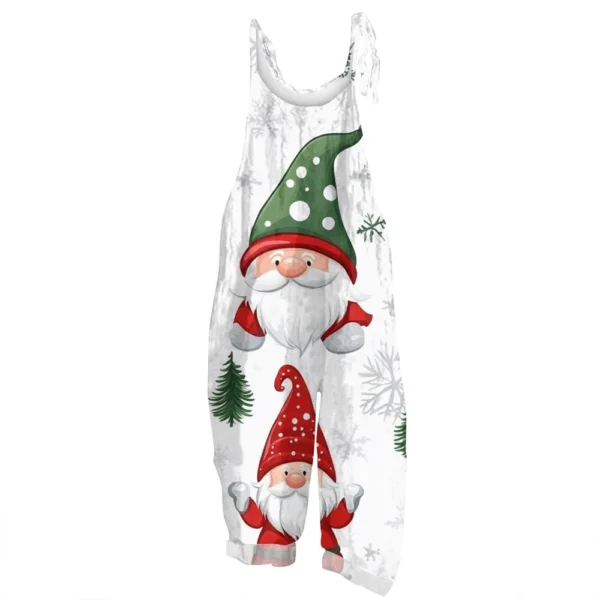 Women's Vintage Casual Print Loose Christmas Jumpsuit Shoulder Strap - Image 32