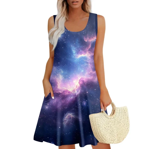 Womens Summer Dresses Easter Print  Loose U Neck Sleeveless Sundresses Dress - Image 29