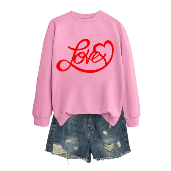 Women's T-shirt Tops Loose, Fashionable And Casual  Valentine's Day Print Round - Image 12
