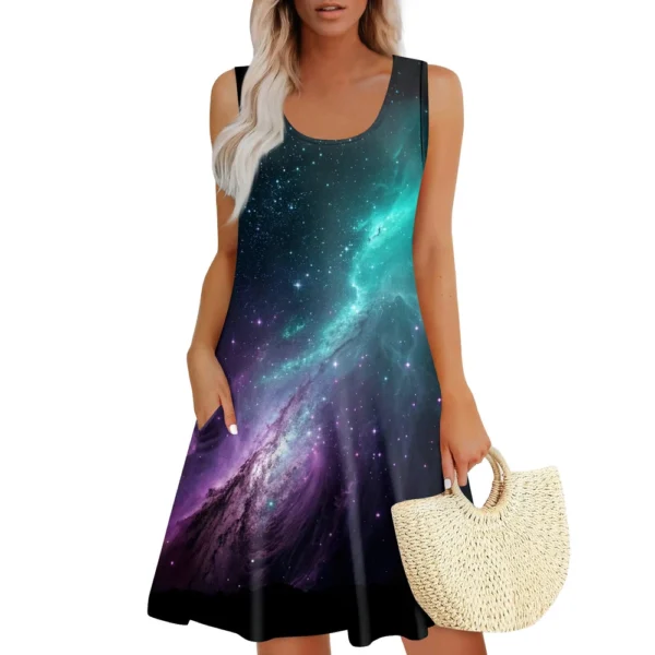 Womens Summer Dresses Easter Print  Loose U Neck Sleeveless Sundresses Dress - Image 31
