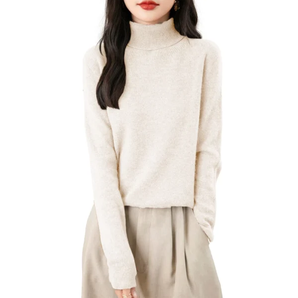 Women's Fashion Turtleneck Pullover Long Sleeve Loose Bottom Knit Sweater - Image 13