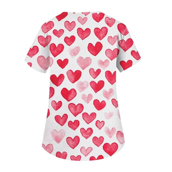 Women's Fashion V-neck Short Sleeve Workwear With Pockets Printed Tops - Image 11