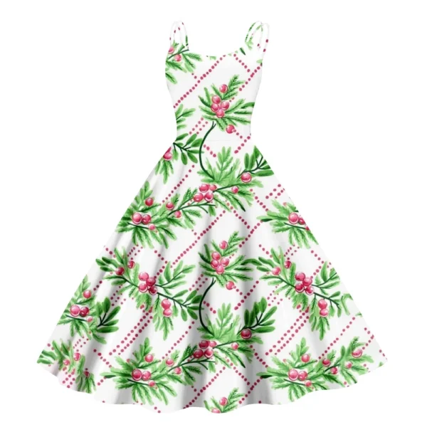 Women's Printed Strapless Christmas Fashion Gothic Cocktail Sexy Dress Punk - Image 29