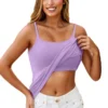 Womens Cami Adjustable Strap Camisole With Built in Padded Bra Vest Tank Tops - Image 11
