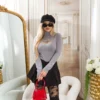 Knit top for women slim-fit high-neck hollowing out - Image 62
