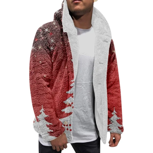 Men'S Winter Zipper Hooded Fleece Sweatshirt With Patch Pocket Casual Jacket - Image 2