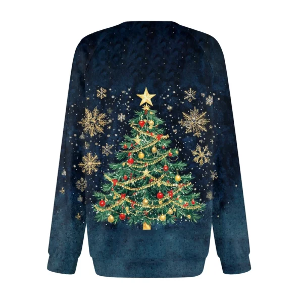 Women's Casual Fashion Comfortable Raglan Sleeve V-Neck Christmas Print - Image 11