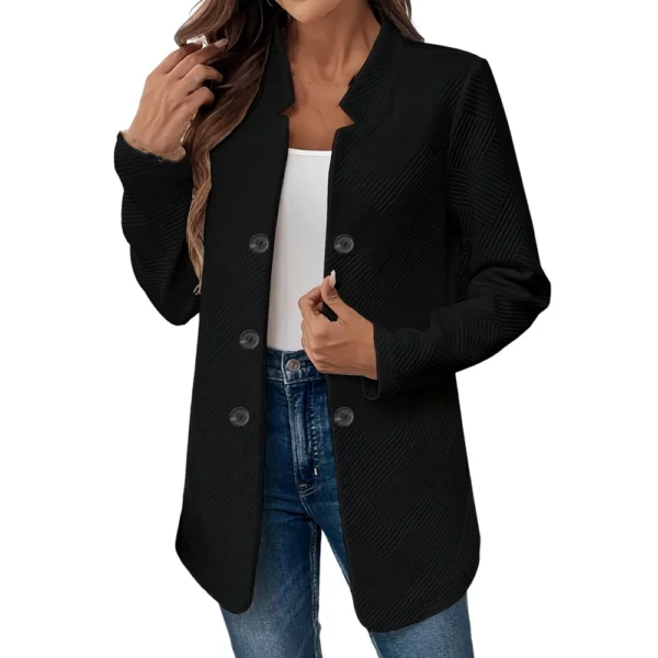 Women's Solid Color Medium Long Casual Cardigan Knitted With Loose Sweater Coat - Image 2