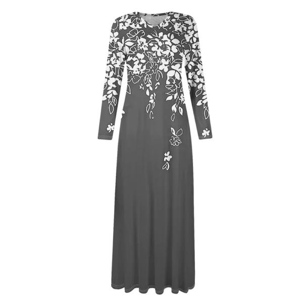 Women's Casual Fashion Long Sleeve Graphic Printed Vintage Long Dresses Fall - Image 10