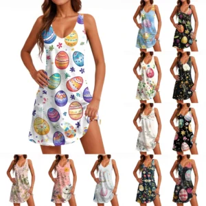 Women's Printed Casual Summer Fashion Easter Loose Sundresses Dresses Dress