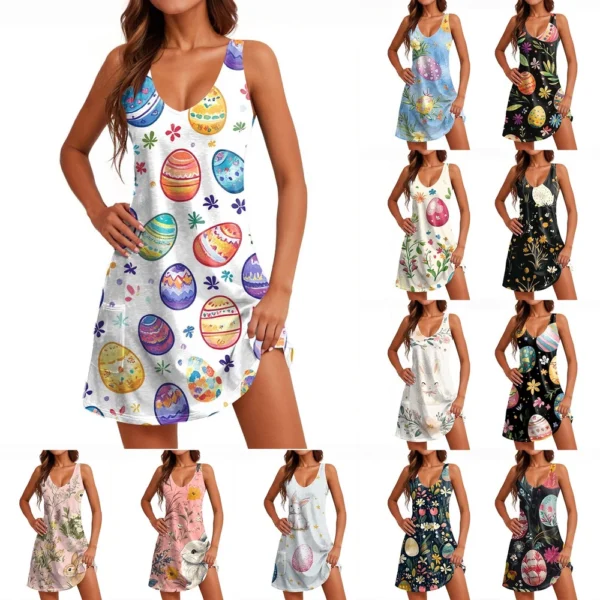 Women's Printed Casual Summer Fashion Easter Loose Sundresses Dresses Dress