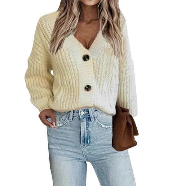 Women's Fashion V-neck Knitted Twisted Cardigan European And American - Image 4