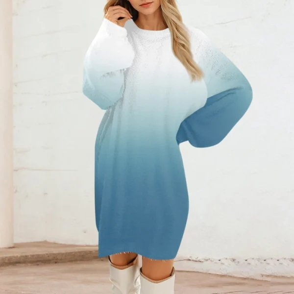 Women's Round Neck Casual Long Sleeve Plush Dresses - Image 34