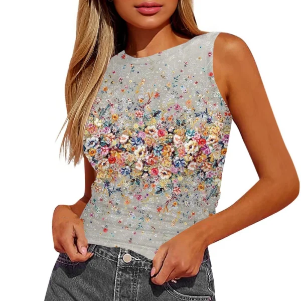 Women's Sleeveless Pleated Vest Shirt Top - Image 29
