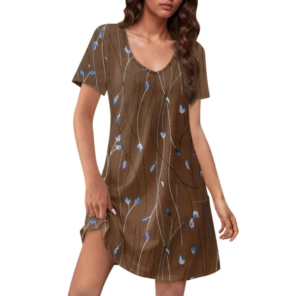 Women's Casual Sundress With Pockets Summer Boho Beach Dress Floral Blouses For - Image 17
