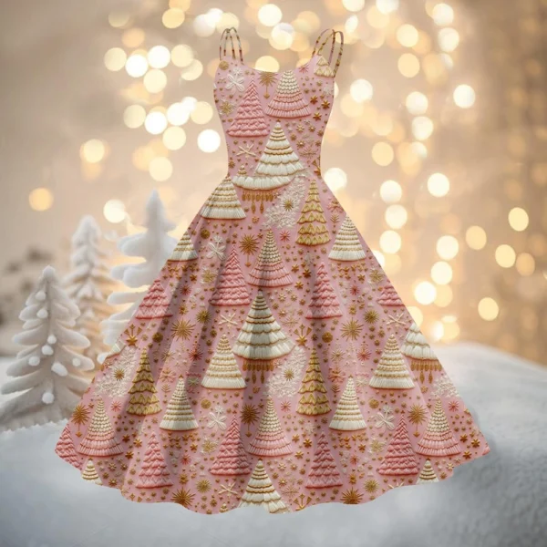 Women's Printed Strapless Gothic Cocktail Punk Sexy Fashion Dress Christmas - Image 34