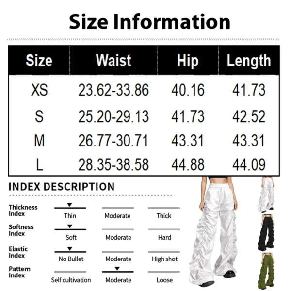 Women's Solid Color Baggy High-waisted Hip Lift Pleated Baggy Lace-up Casual - Image 18