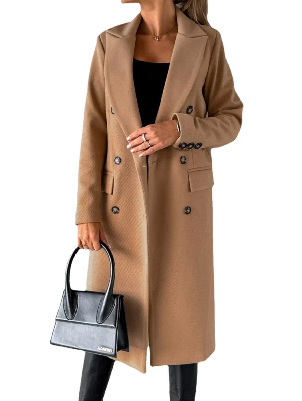 Women's long-sleeved lapel solid color slim-fit coat coat - Image 16
