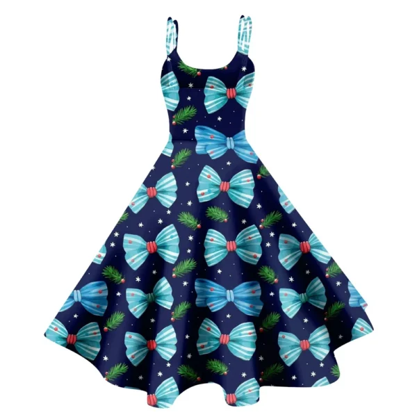 Women's Printed Strapless Christmas Fashion Gothic Cocktail Sexy Dress Punk - Image 10