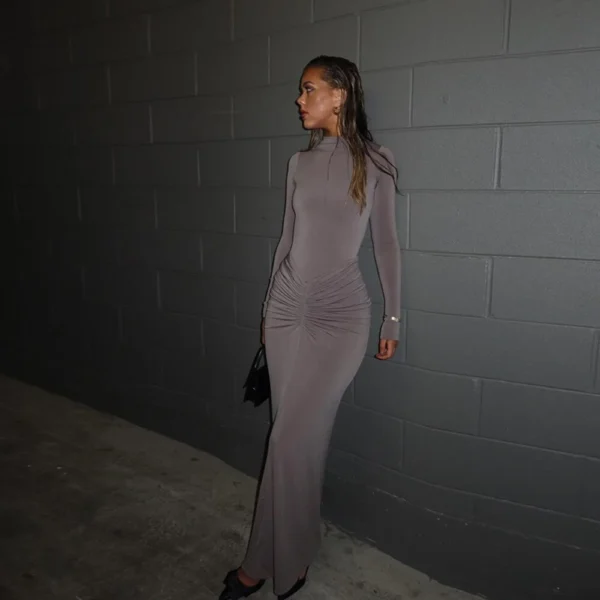 Women's sexy solid color temperament dress - Image 2