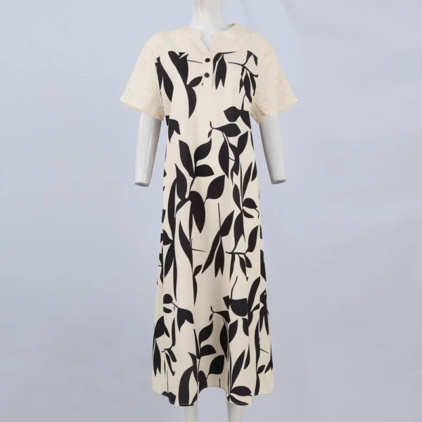 Women's Floral Print Short Sleeve V-Neck Casual Midi Dress - Image 10