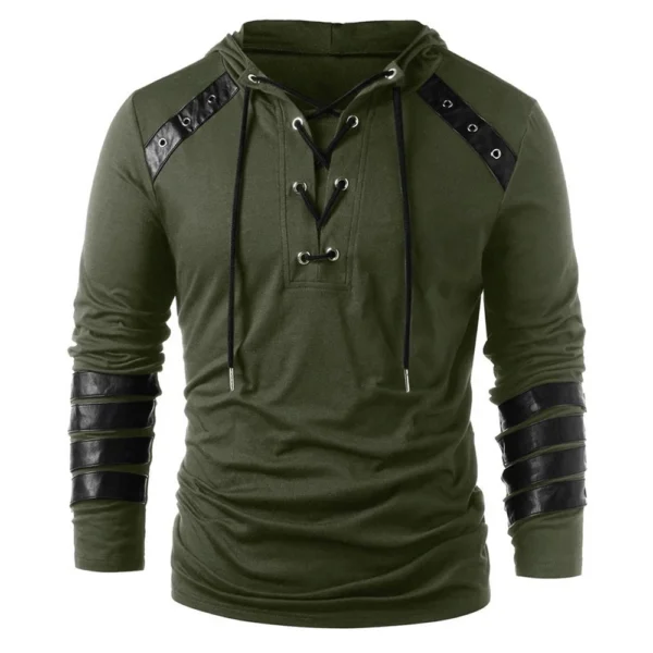 Fall And Winter Hooded Men's Leather Casual Personality Fashion Hoodie - Image 11