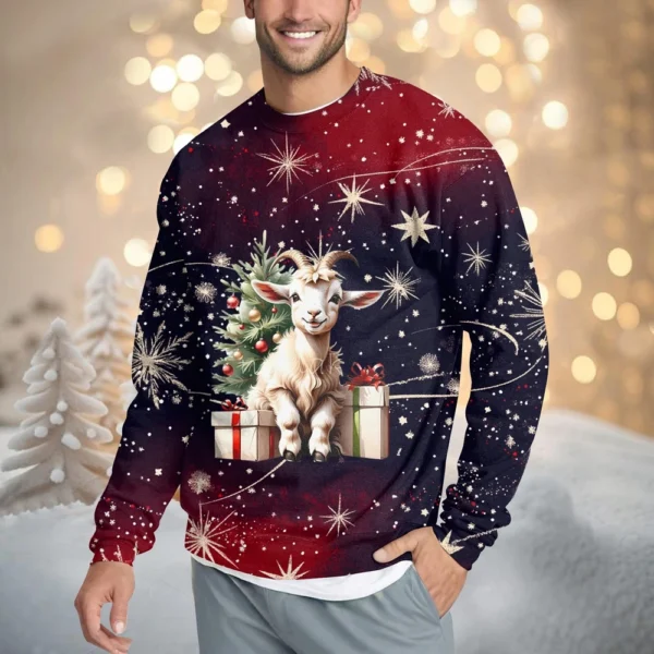 Men's Casual Fashion Comfortable Christmas Printed Round Neck Pullover - Image 25