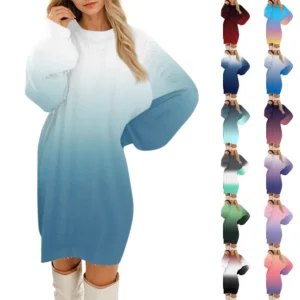 Women's Round Neck Casual Long Sleeve Plush Dresses