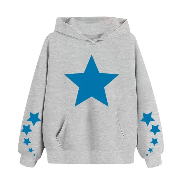 Women's Fashionable Loose Fitting Hooded Pullover, Long Sleeved Sportswear, - Image 7