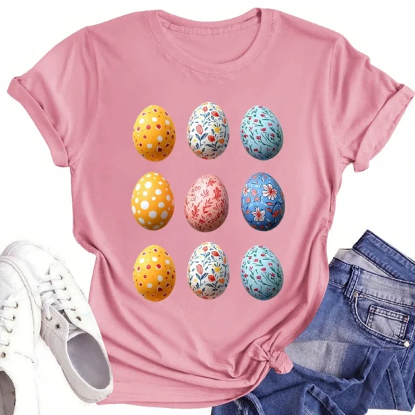 Women's Short Sleeved Casual Daily Round Neck Printed Fashion Loose T-Shirt - Image 25