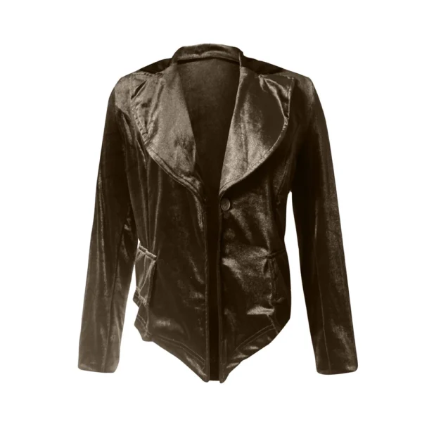 Women's Long Sleeved Lapel Solid Color Gold Velvet Loose Jacket - Image 13